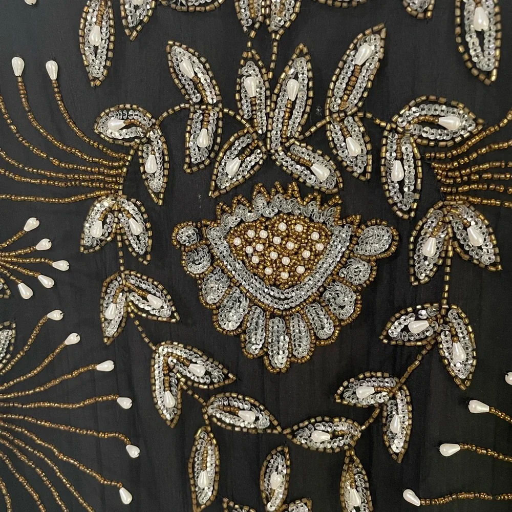 Vintage Plus Size 100% Silk Beaded Blouse - Picture 5 of 13